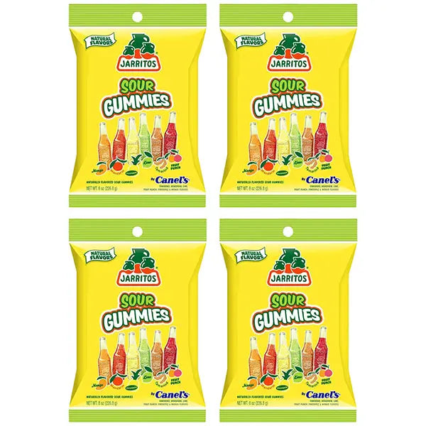 4 Pack - Jarritos Sour Gummies Mexican Candies Natural Flavors Tangy & Chewy 8oz Jarritos